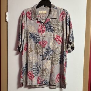 Tommy Bahama 100% Silk Multicolor Leaf Print Men's Shirt